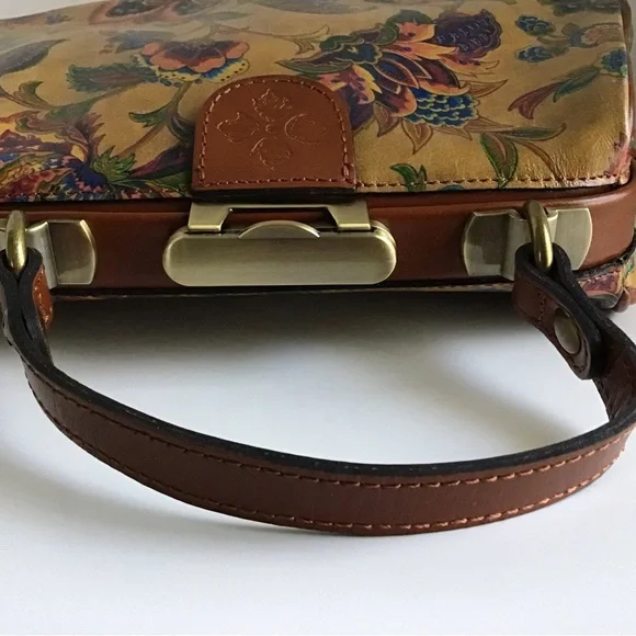 Patricia Nash Gracchi French Tapestry Bag Handbag Crossbody Brown Leather - Picture 6 of 16